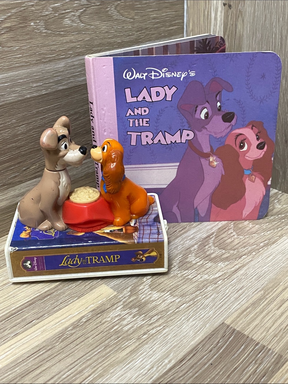 Walt Disney Lady and the Tramp Toy Set - vintage Book with Figurines